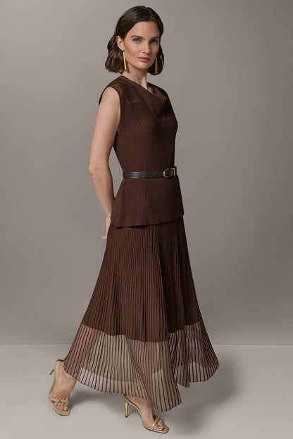 SLEEVELESS COWL NECK MIDI SWEATER DRESS