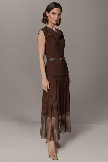 SLEEVELESS COWL NECK MIDI SWEATER DRESS