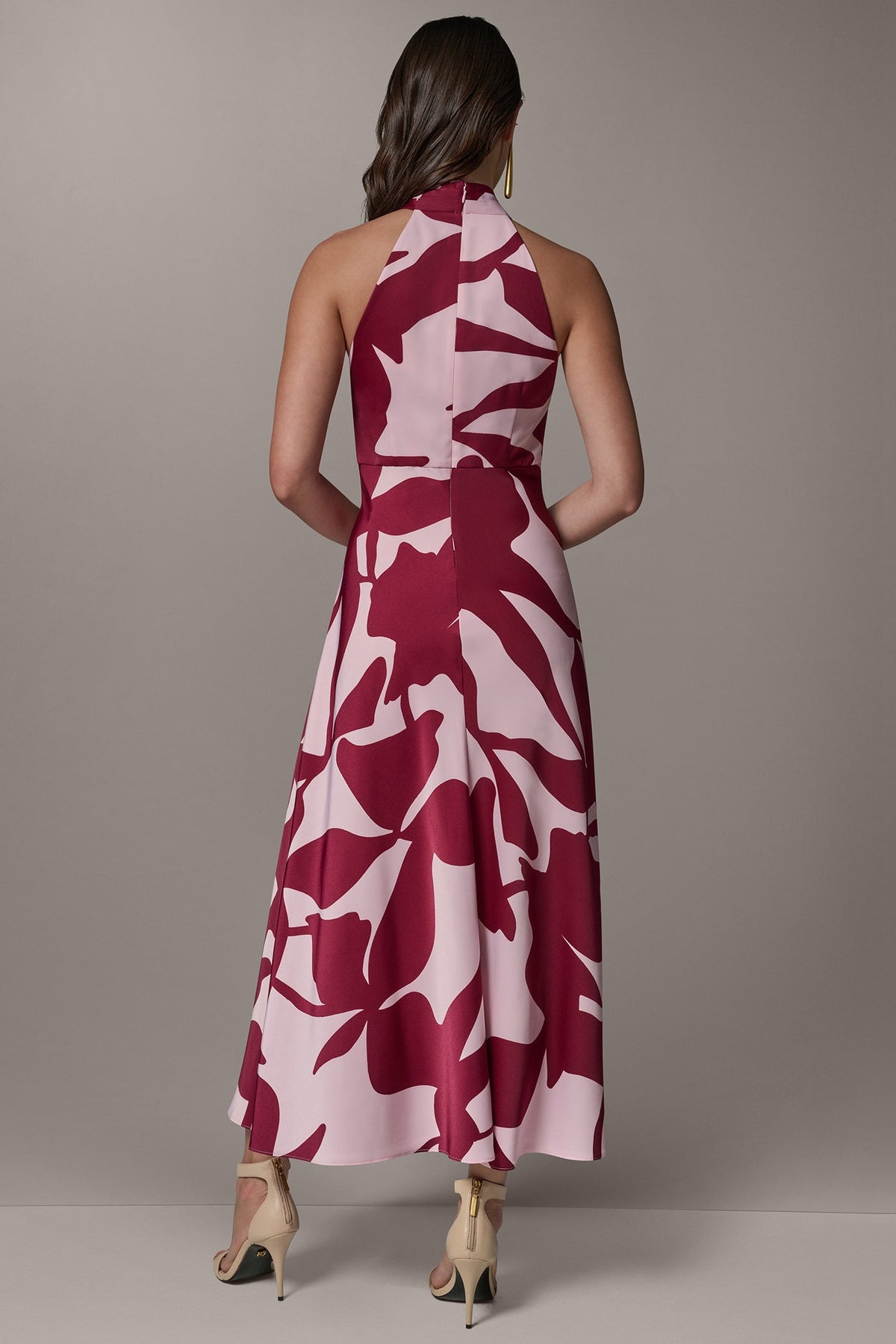 SLEEVELESS HALTER NECK A-LINE DRESS