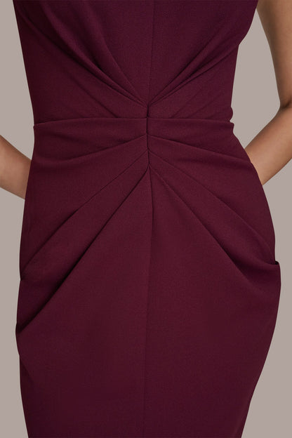 SLEEVELESS SPLIT-FRONT MIDI SHEATH DRESS