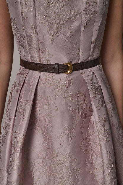 SLEEVELESS ASYMMETRIC MIDI FIT AND FLARE DRESS