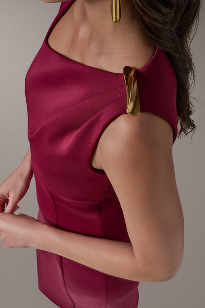 SLEEVELESS ASYMMETRICAL SHEATH DRESS