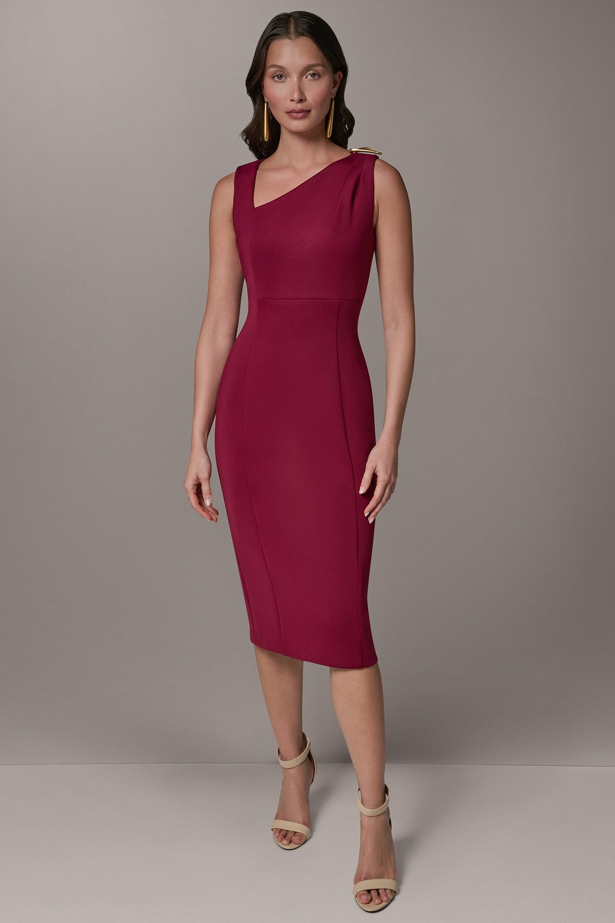 SLEEVELESS ASYMMETRICAL SHEATH DRESS