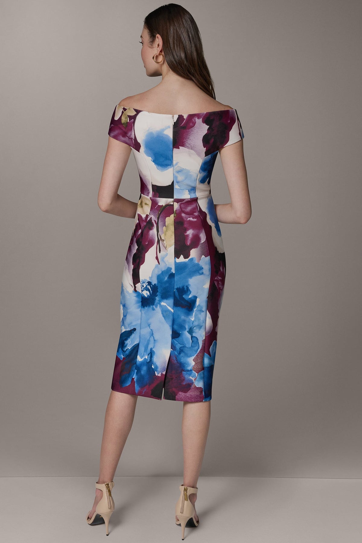 OFF THE SHOULDER MIDI SHEATH DRESS