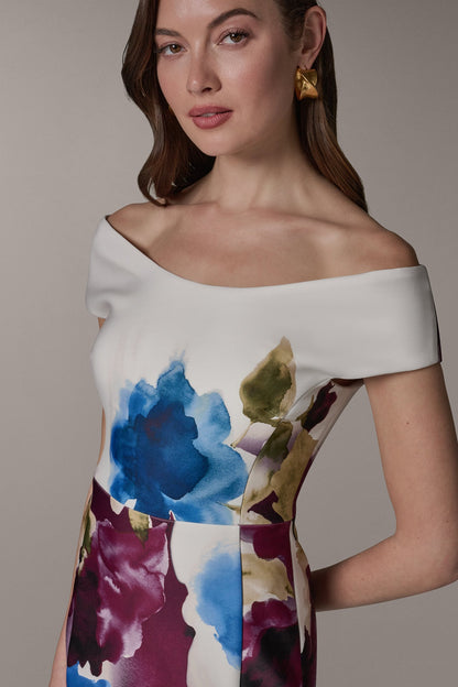 OFF THE SHOULDER MIDI SHEATH DRESS