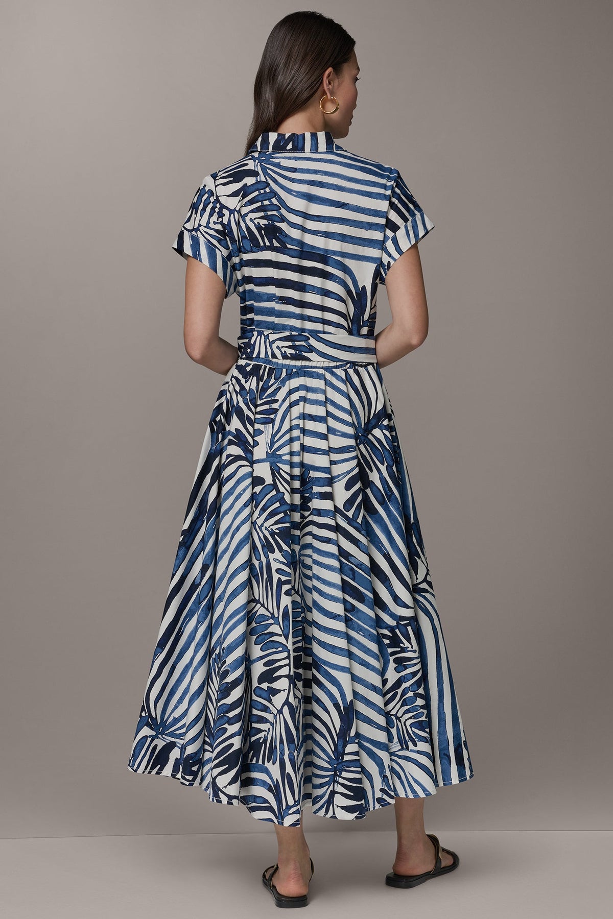 SHORT SLEEVE TIE FRONT MAXI SHIRT DRESS