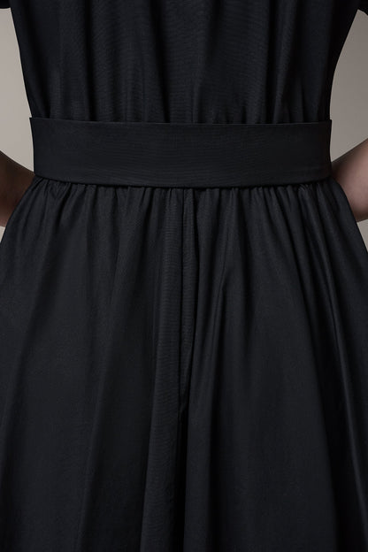 SHORT SLEEVE TIE FRONT MAXI SHIRT DRESS