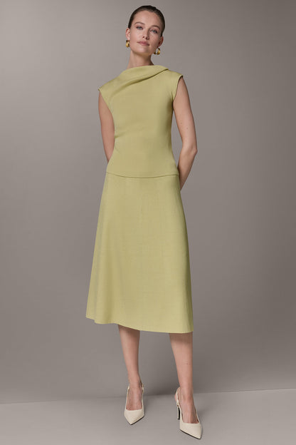 SLEEVELESS ASYMMETRIC BOATNECK SWEATER