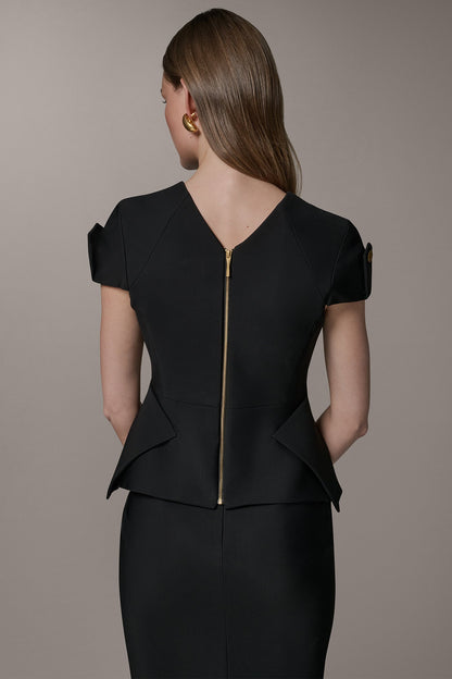 SHORT SLEEVE PEPLUM TOP