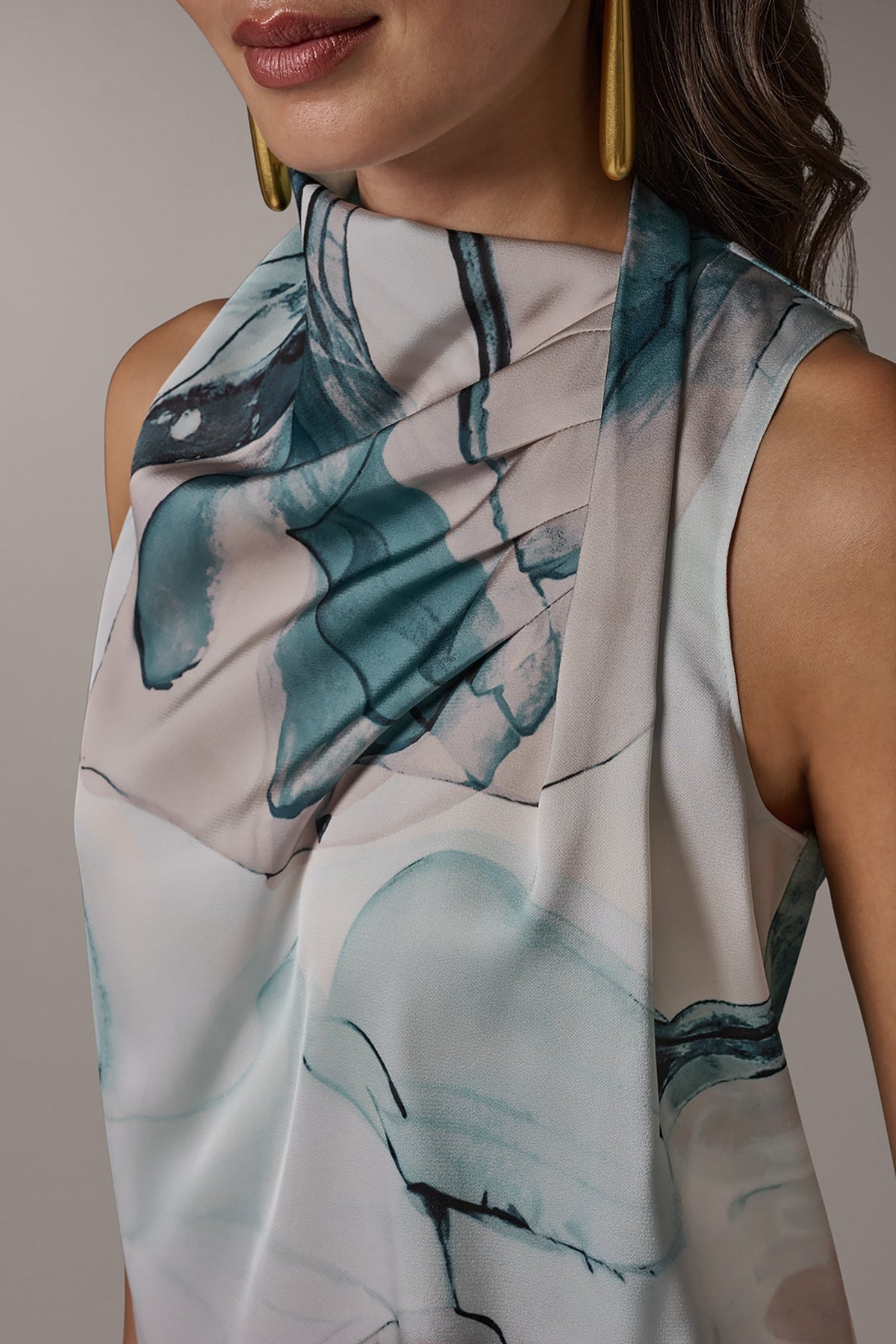 DRAPE TWIST SHOULDER BLOUSE