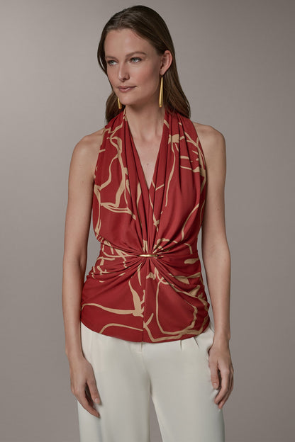 RUCHED V-NECK TOP