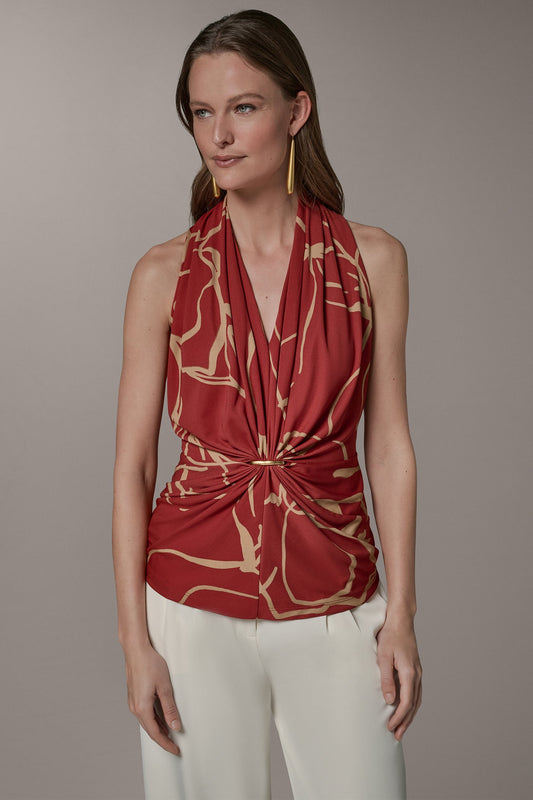RUCHED V-NECK TOP