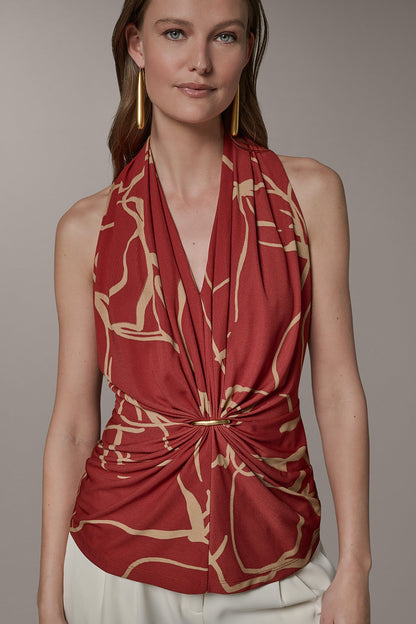 RUCHED V-NECK TOP