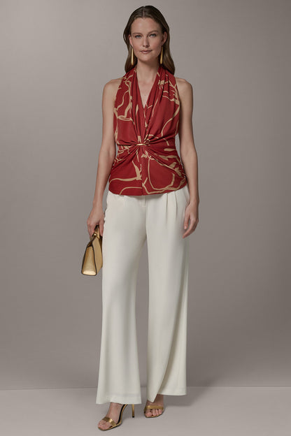 RUCHED V-NECK TOP