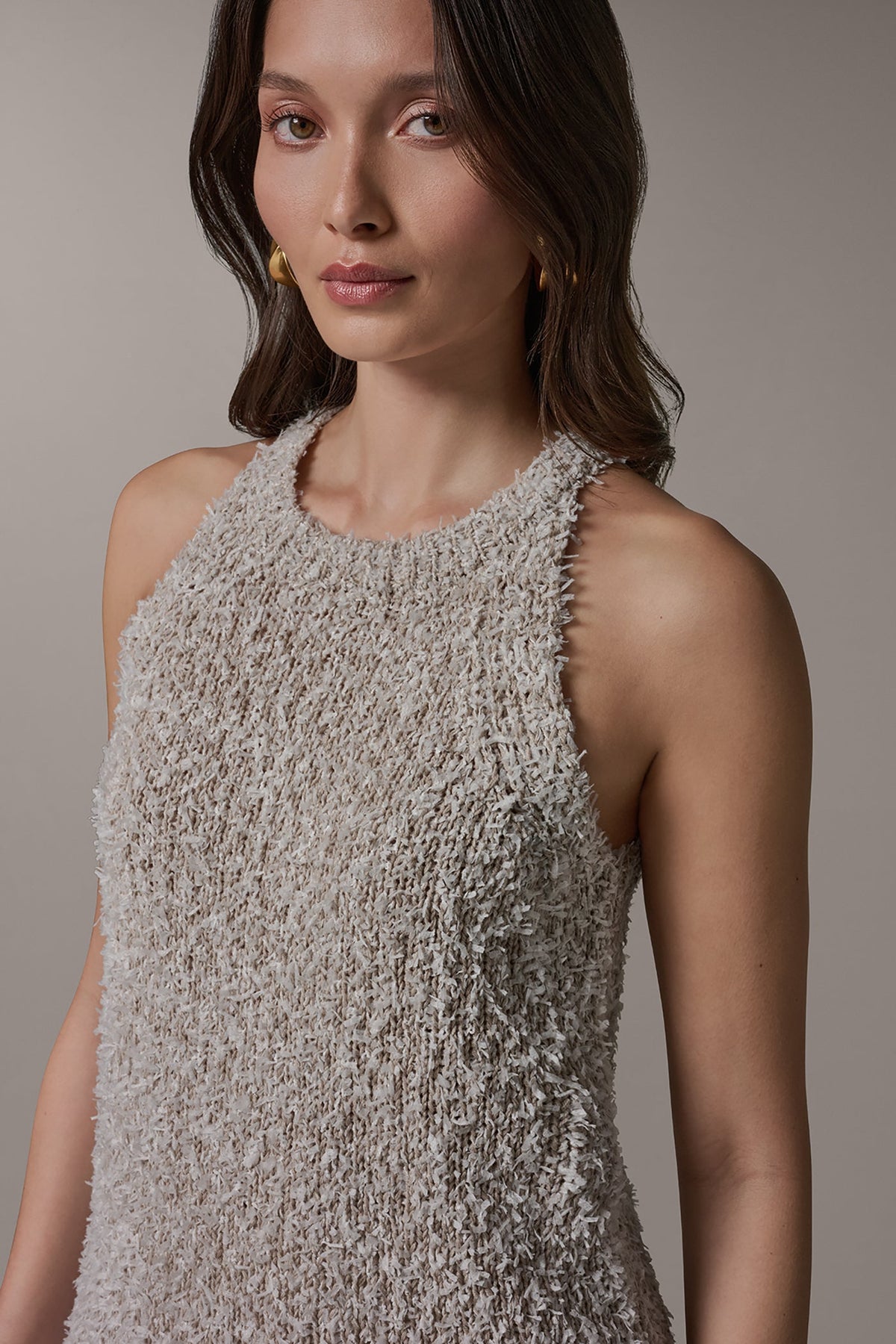 SLEEVELESS HALTER SWEATER TANK