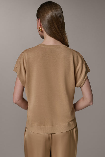 SHORT SLEEVE GEOMETRIC SWEATER