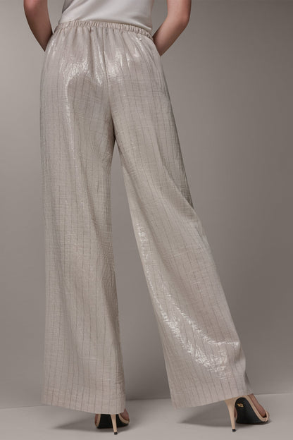 HIGH-RISE METALLIC PINSTRIPE WIDE-LEG PANT