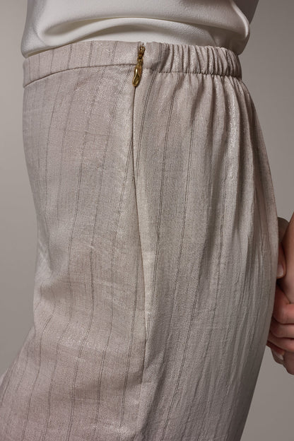 HIGH-RISE METALLIC PINSTRIPE WIDE-LEG PANT