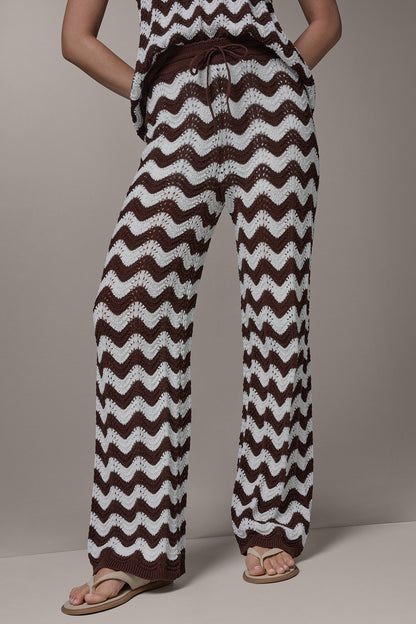HIGH-RISE POINTELLE STRIPE PULL ON PANT