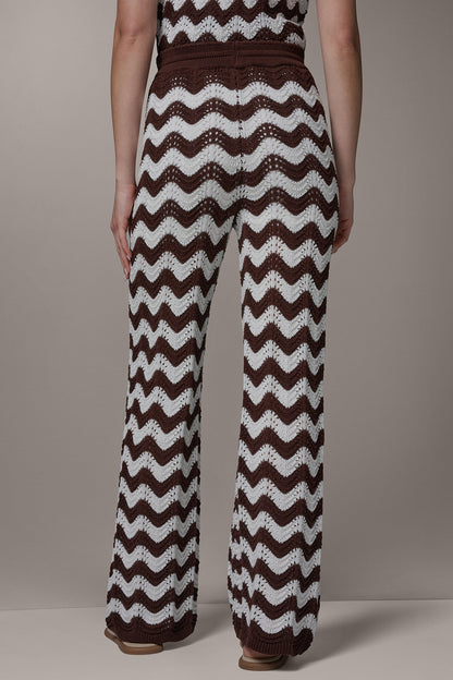HIGH-RISE POINTELLE STRIPE PULL ON PANT