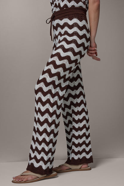 HIGH-RISE POINTELLE STRIPE PULL ON PANT