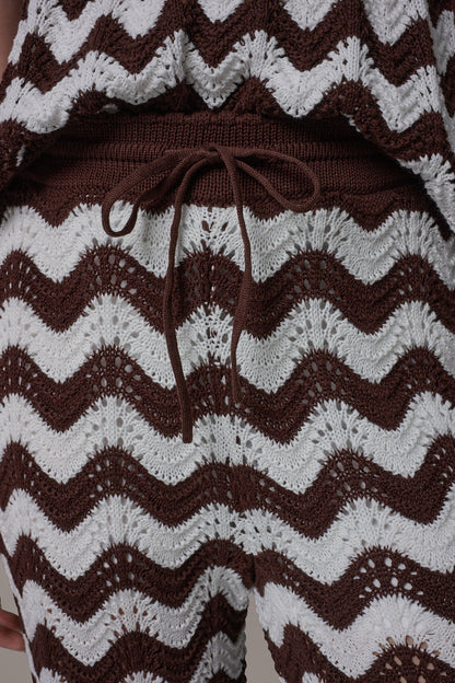 HIGH-RISE POINTELLE STRIPE PULL ON PANT