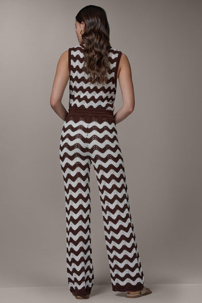 HIGH-RISE POINTELLE STRIPE PULL ON PANT