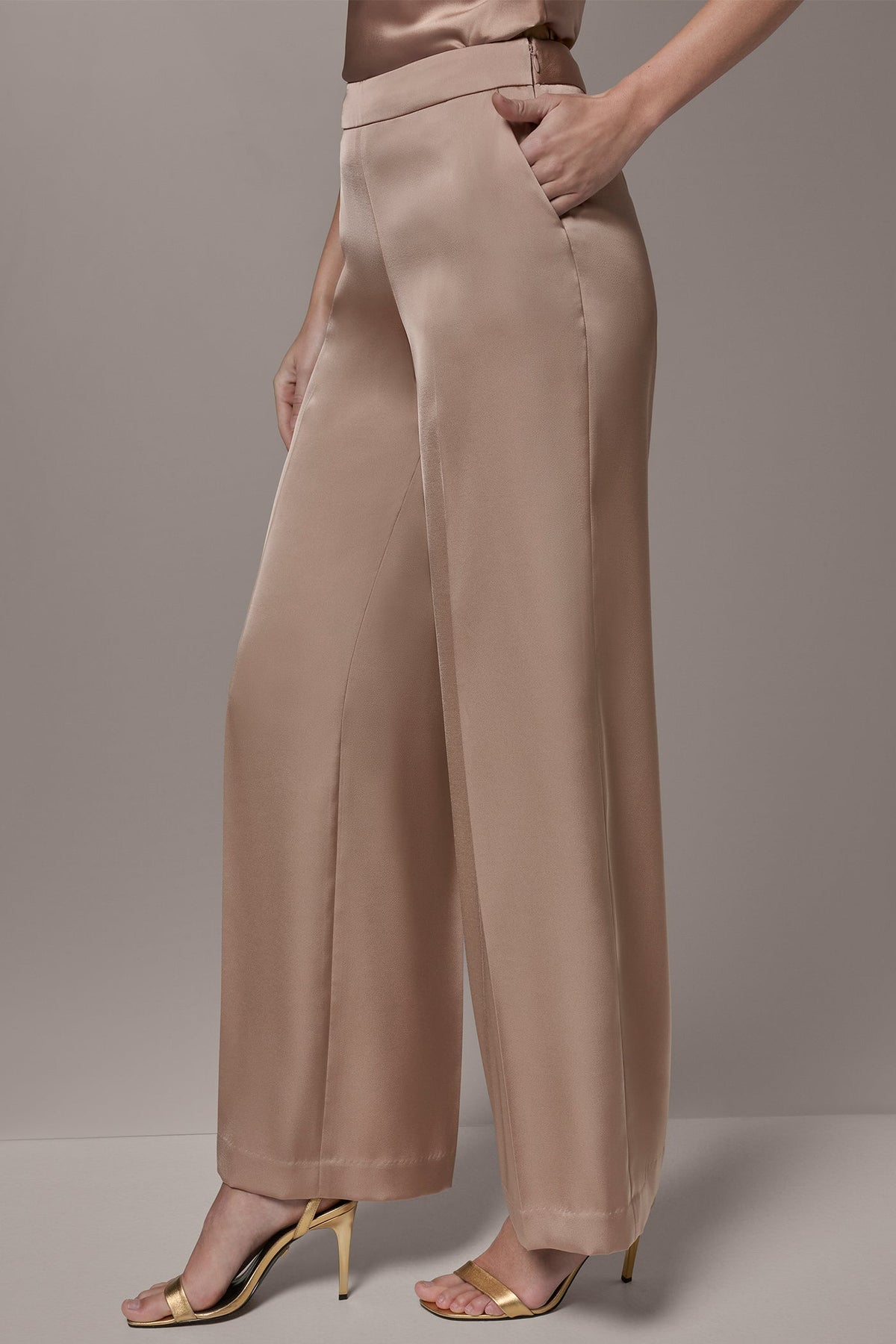 SATIN EXTRA HIGH-RISE WIDE-LEG SUIT PANT