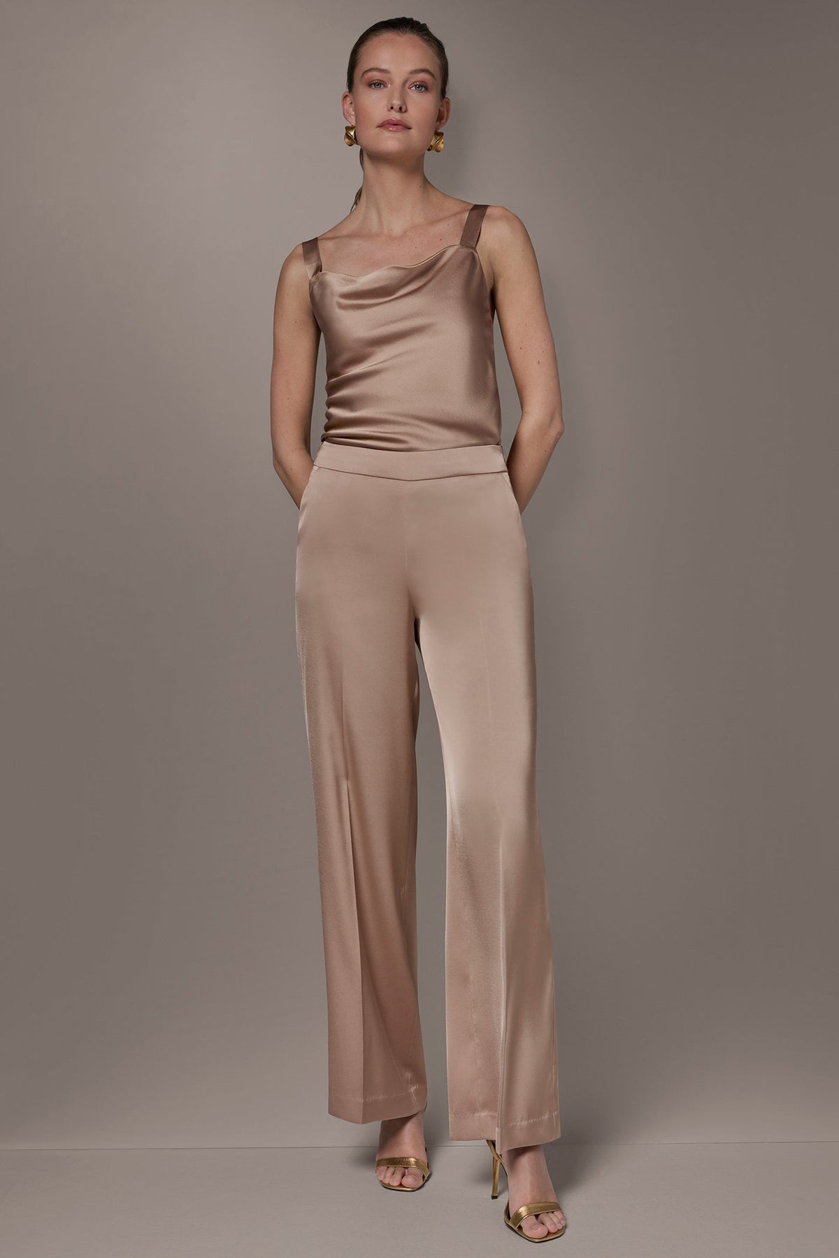 SATIN EXTRA HIGH-RISE WIDE-LEG SUIT PANT