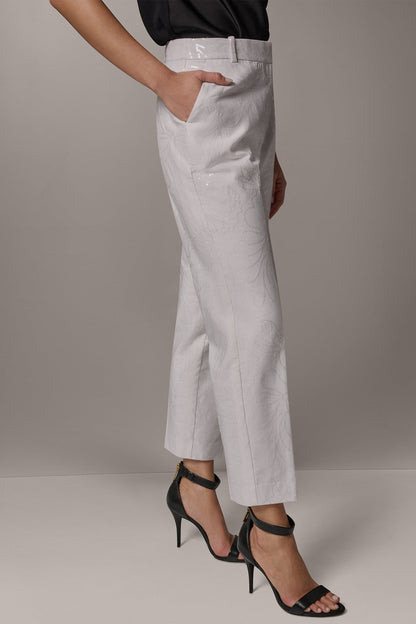 MID-RISE SEQUIN EMBROIDERED STRAIGHT ANKLE PANT