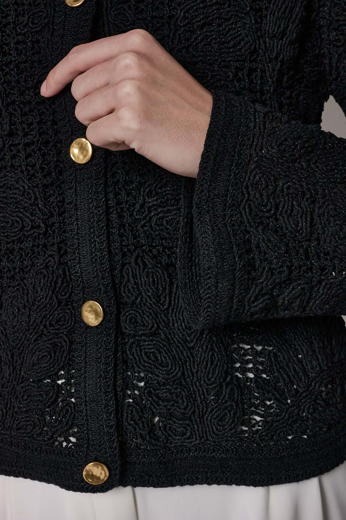 BELL SLEEVE FLORAL CROCHET JACKET