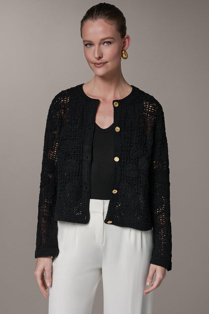 BELL SLEEVE FLORAL CROCHET JACKET