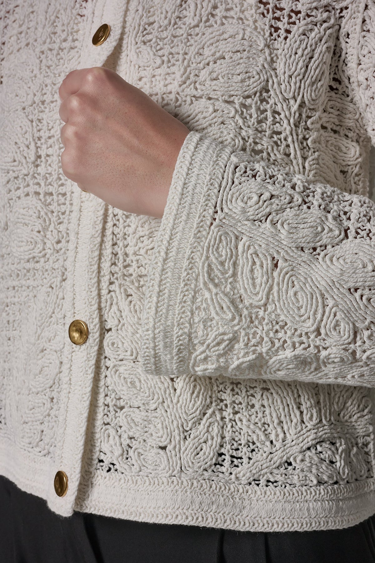 BELL SLEEVE FLORAL CROCHET JACKET