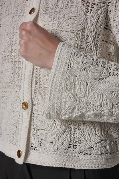 BELL SLEEVE FLORAL CROCHET JACKET