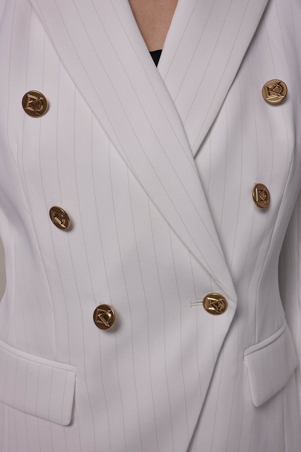 DOUBLE BREASTED PINSTRIPE SUIT BLAZER