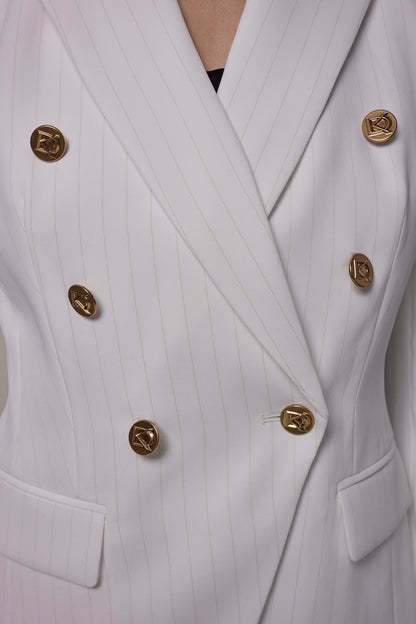 DOUBLE BREASTED PINSTRIPE SUIT BLAZER