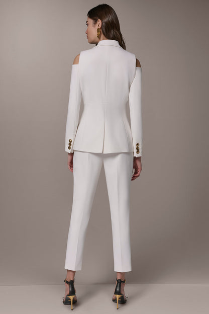 DOUBLE-BREASTED COLD-SHOULDER SUIT BLAZER