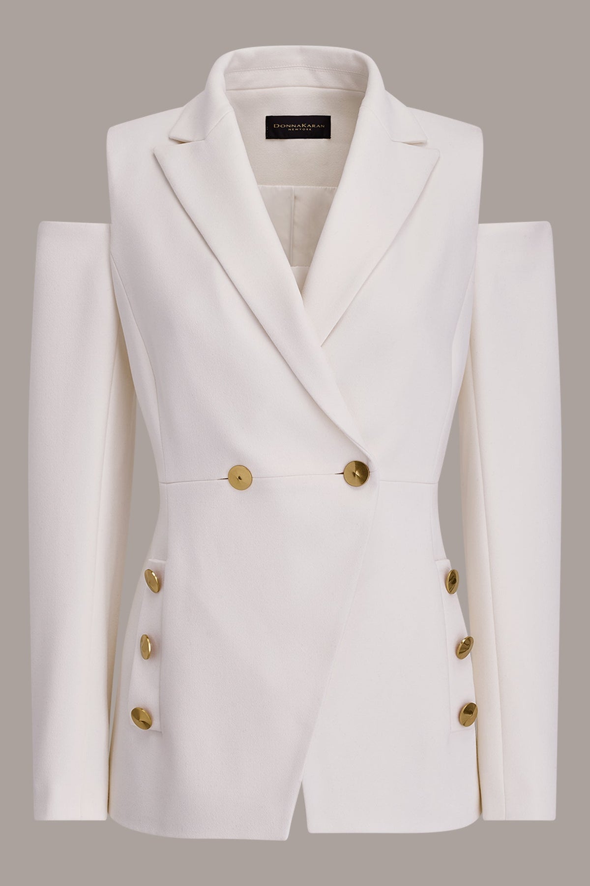 DOUBLE-BREASTED COLD-SHOULDER SUIT BLAZER