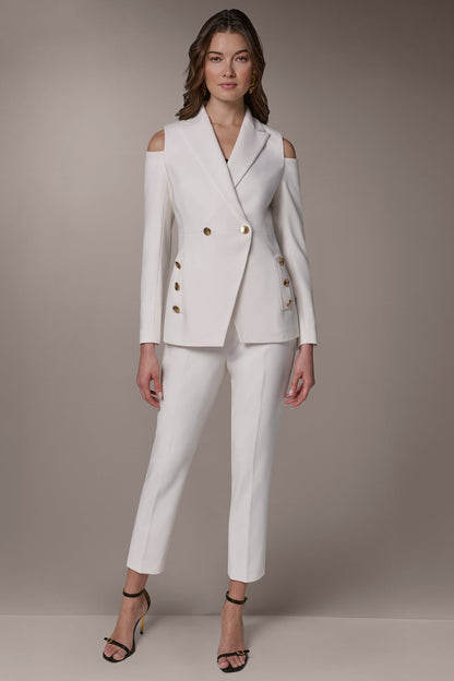 DOUBLE-BREASTED COLD-SHOULDER SUIT BLAZER