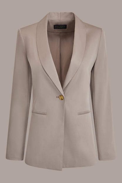 SATIN ONE-BUTTON SUIT BLAZER