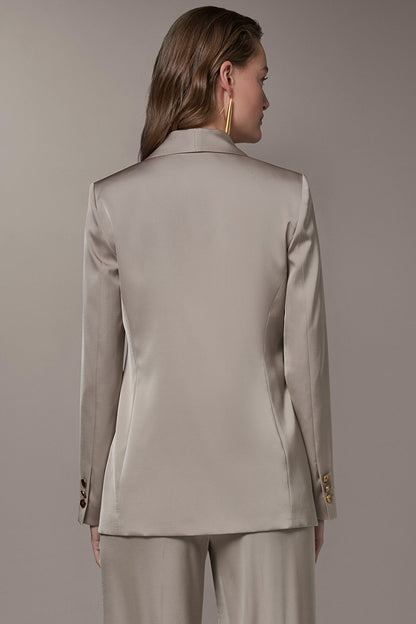 SATIN ONE-BUTTON SUIT BLAZER