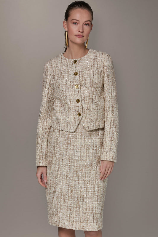 CROPPED SEQUINED TWEED LADY JACKET