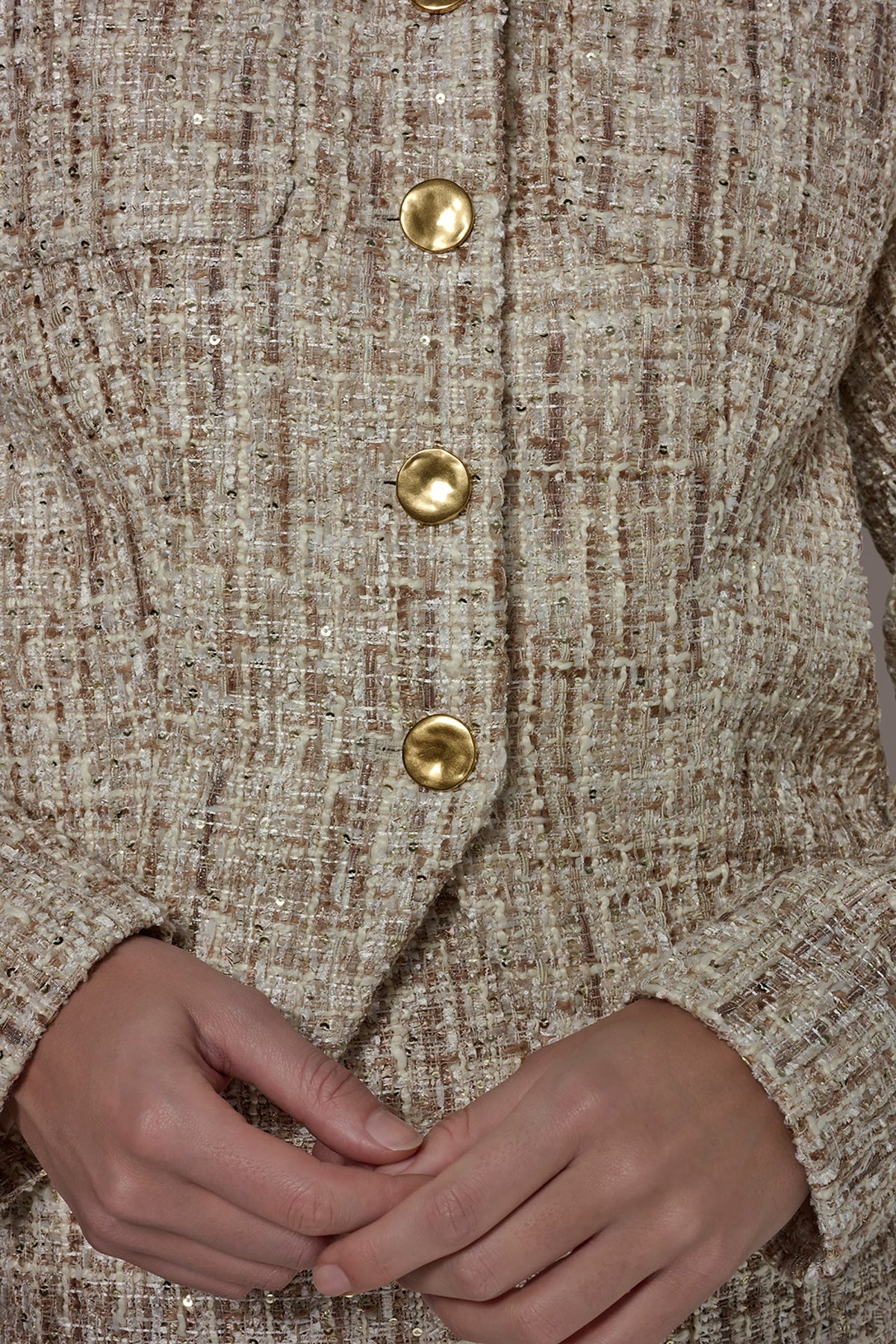 CROPPED SEQUINED TWEED LADY JACKET