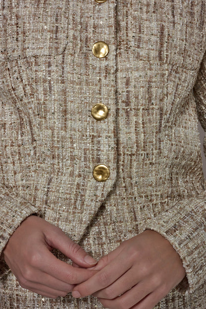 CROPPED SEQUINED TWEED LADY JACKET