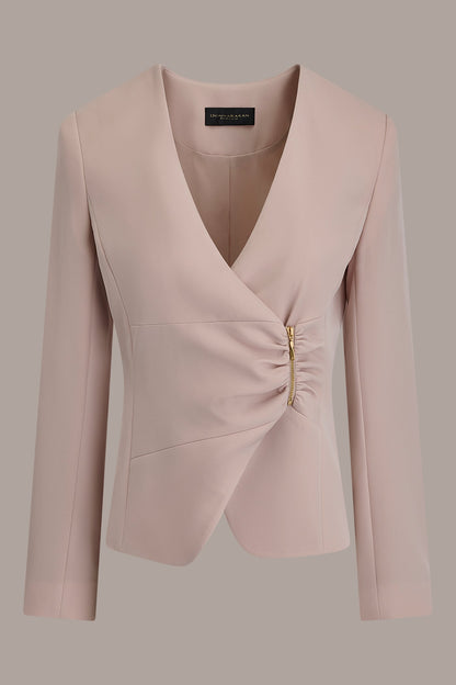CROPPED WRAP ZIP BLAZER