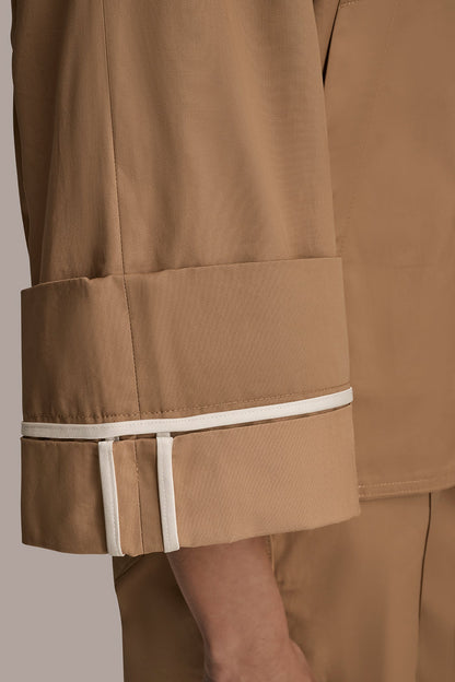 3/4-SLEEVE COTTON GABARDINE SWING JACKET