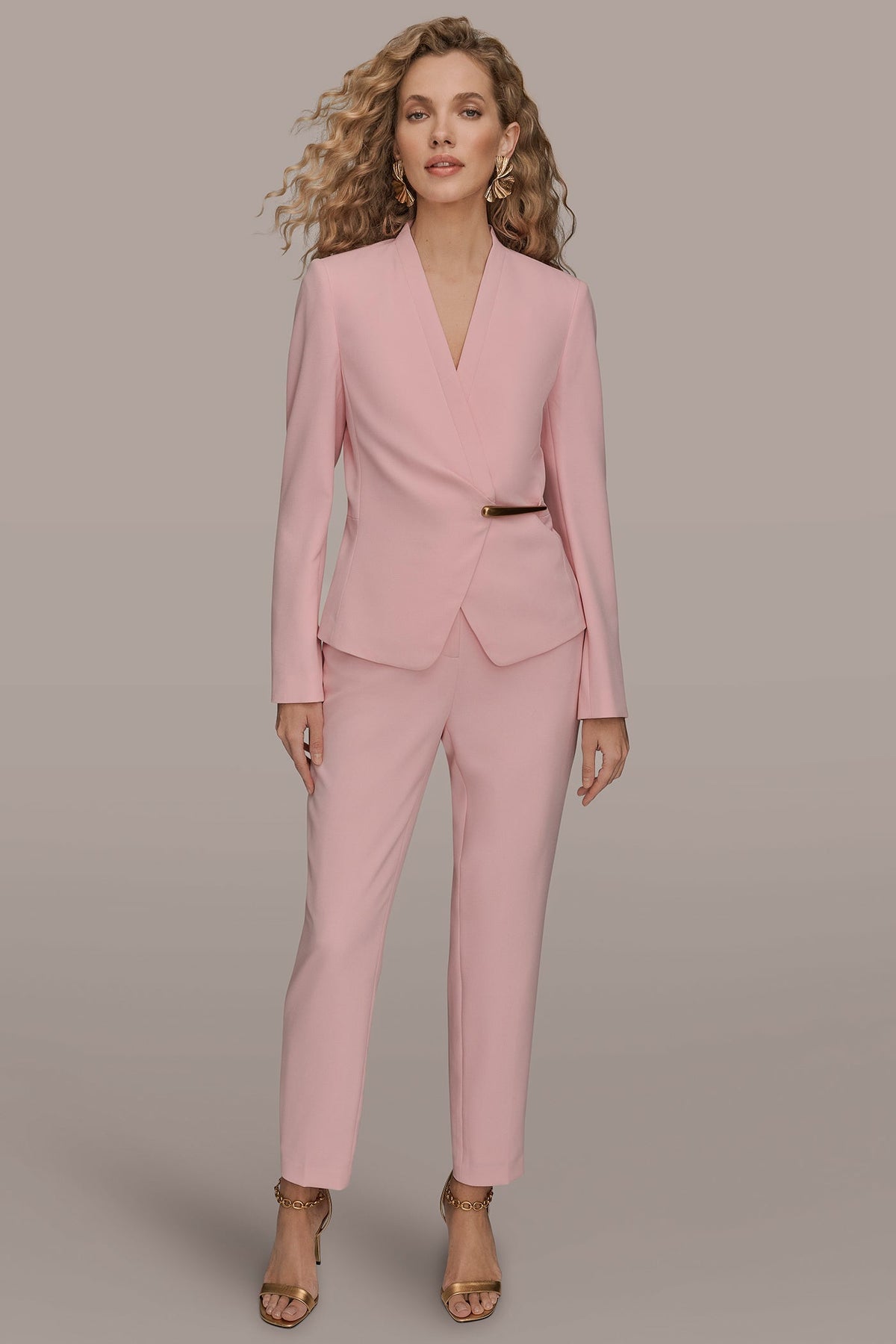 BAR-EMBELLISHED WRAP BLAZER