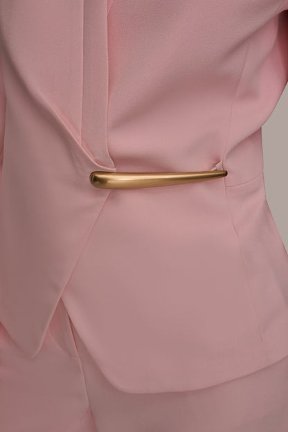 BAR-EMBELLISHED WRAP BLAZER