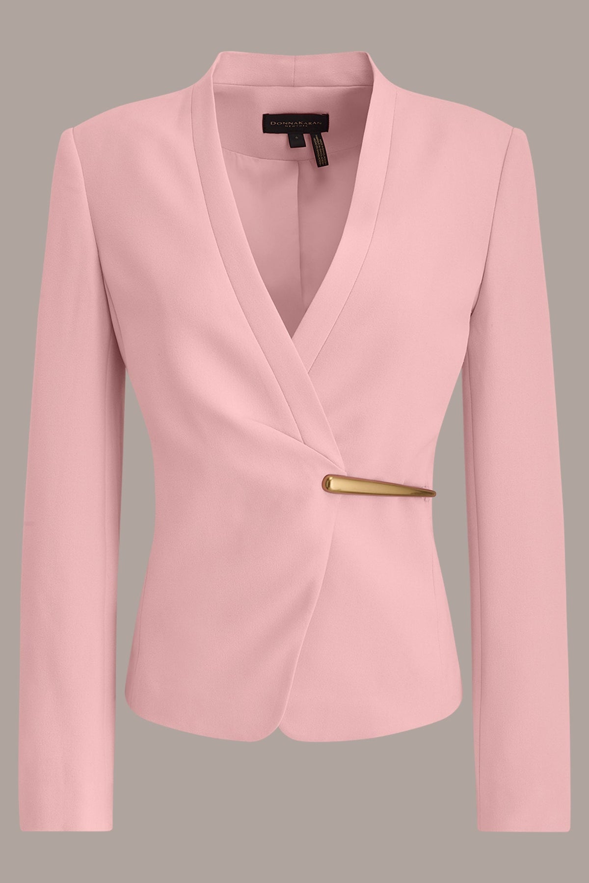 BAR-EMBELLISHED WRAP BLAZER