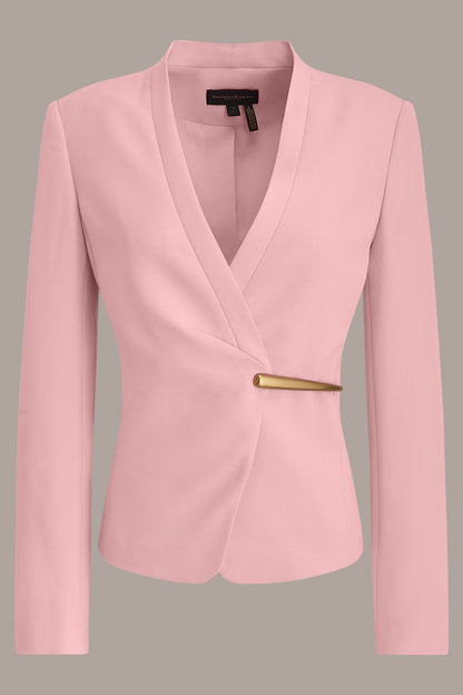 BAR-EMBELLISHED WRAP BLAZER